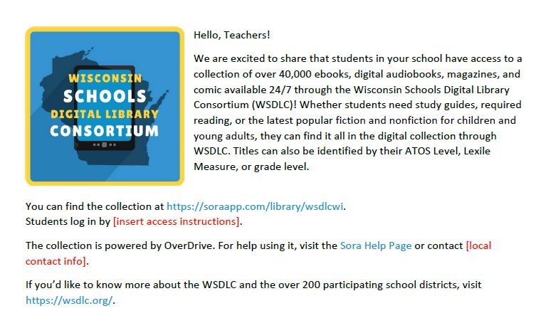 Wisconsin Library Consortium Halfsheet for Teachers Preview – Wisconsin Schools Digital Library ...
